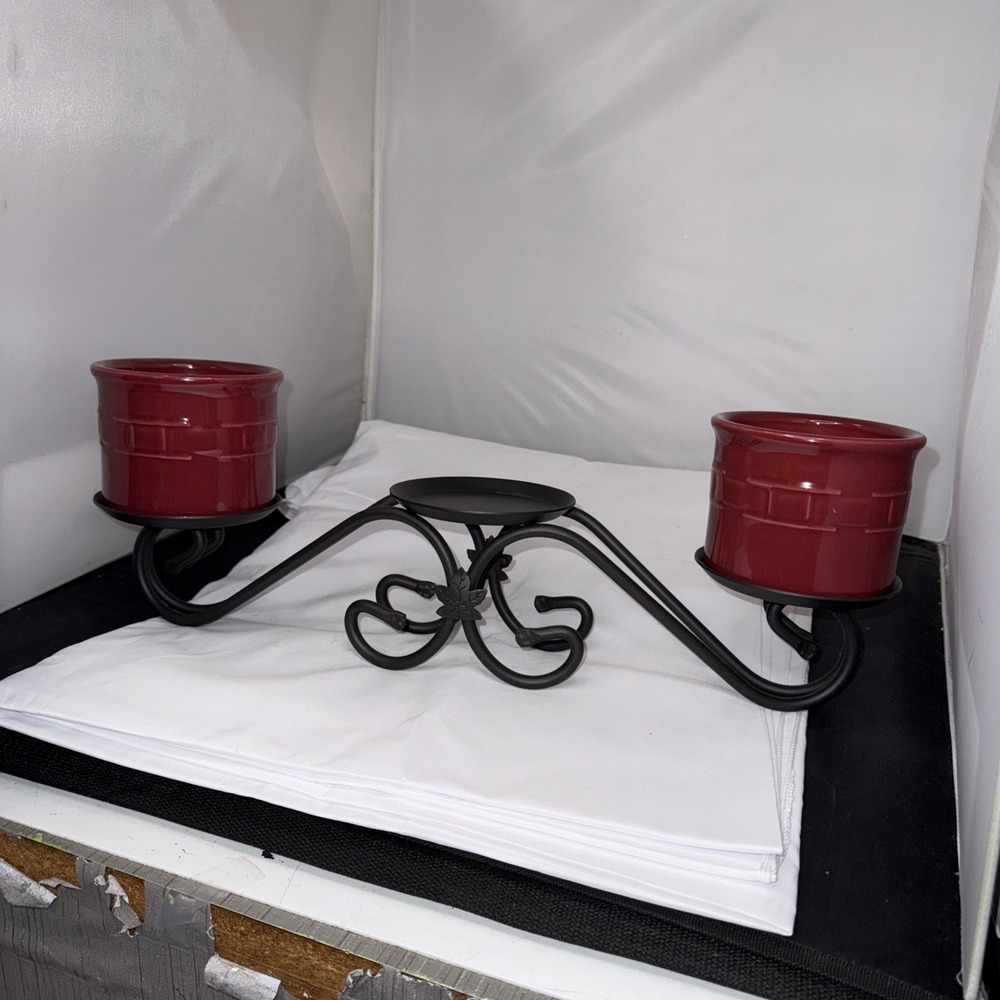 longaberger 3 candle holder 2 red candle holder